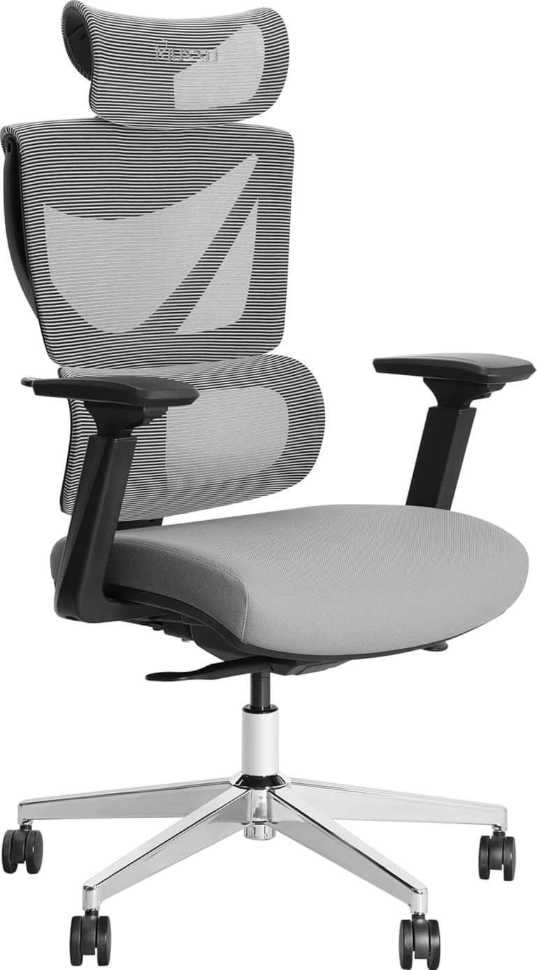 Chaise De Bureau Ergonomique MUSSO V900 - Dossier Réglable 3 Niveaux, Accoudoirs 4D, Appui-tête, Dossier Maille Haute