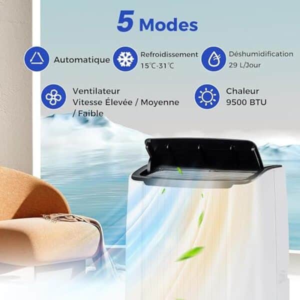 Évaluez le climatiseur mobile Goplus avec sa capacité de 12000 BTU et ses 6 fonctions en 1. Profitez d'un confort optimal pour vos étés torrides.