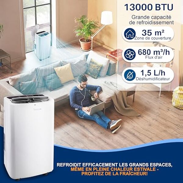 Découvrez notre test complet du climatiseur portable 3-en-1 SereneLife 13K BTU : performances, avantages, avis des utilisateurs et guide d'achat pour un été au frais